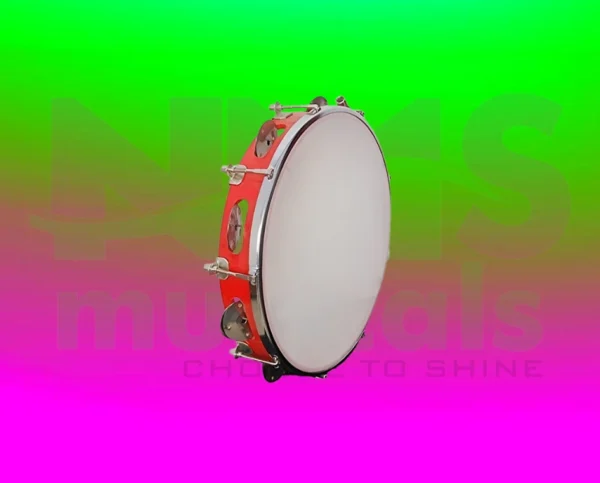 Tambourine 10 Inch With Head - Red Colour