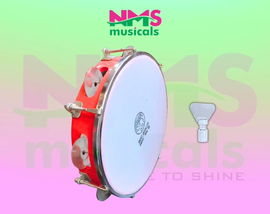 Tambourine 8 Inch With Head – Red Colour Musical Instrument from NMS Musicals