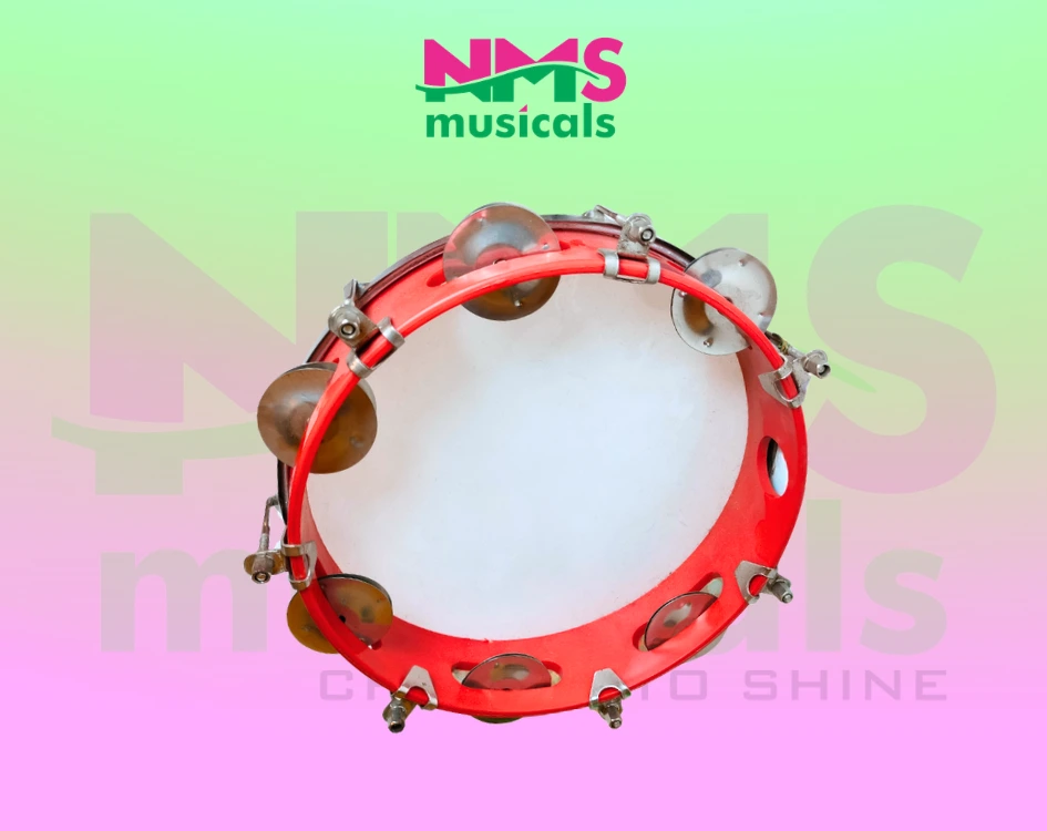 Tambourine 8 Inch With Head – Red Colour Musical Instrument from NMS Musicals